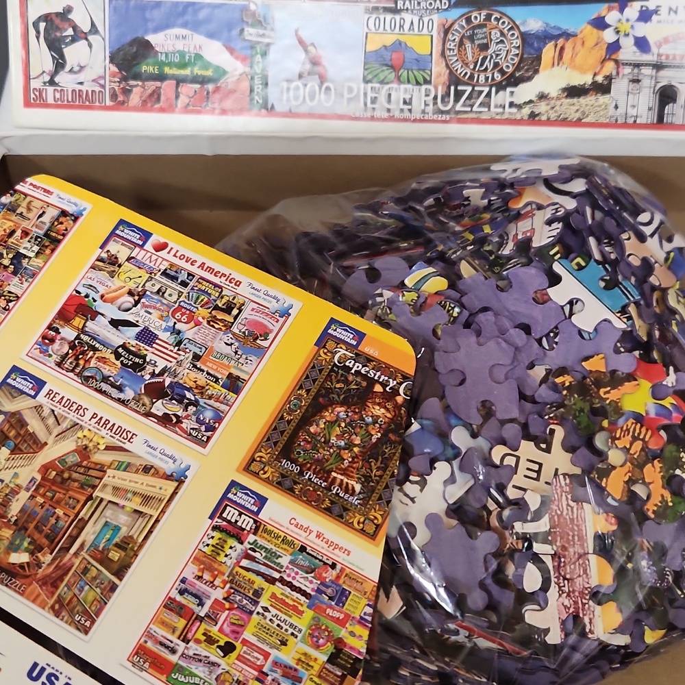 2/$20 WHITE MOUNTAIN PUZZLES 1000 pc I LOVE COLORADO & WISCONSIN Collage Girard - Picture 7 of 10